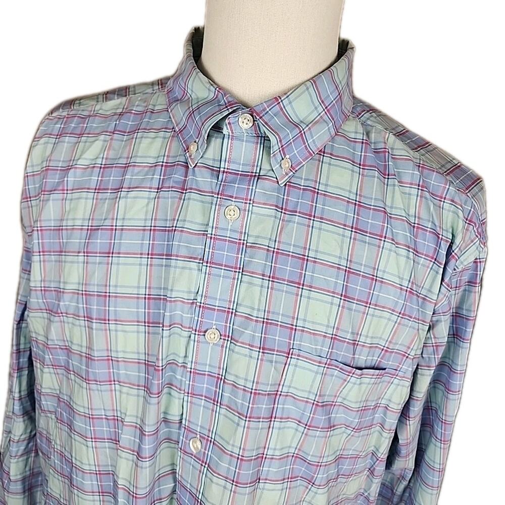 Vineyard Vines On The Go Shirt Men's XXL Blue Pink Plaid OTG Performance LS Brr - Picture 2 of 8